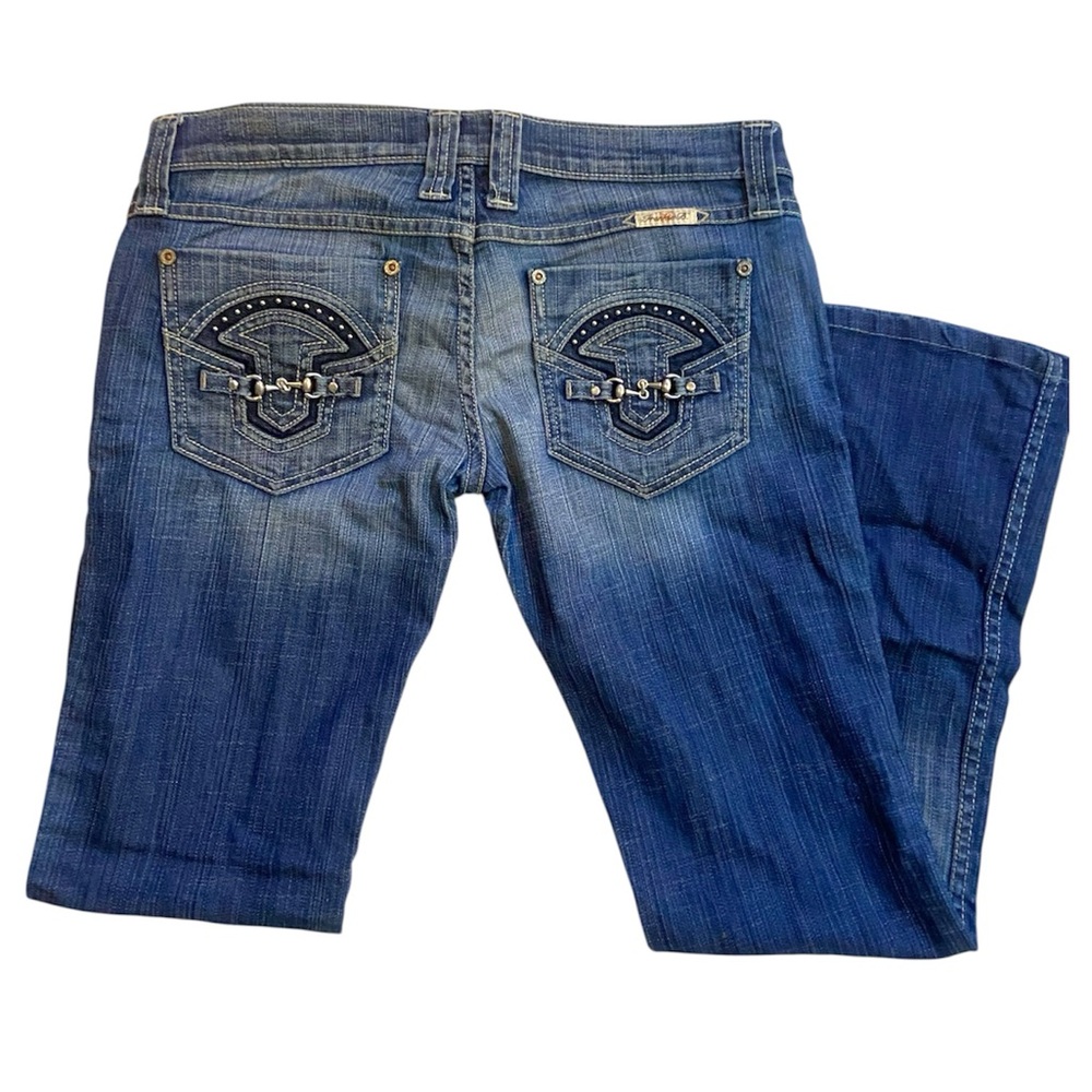 Frankie B. Dark Blue Wide Leg Flare Jeans